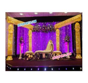 Real boda oro cristal corona escenario último diseño latón Metal escenario para matrimonio nuevo diseño boda sofá italiano con St - Product Image 1