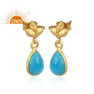 925 argent Sterling naturel Turquoise pierres précieuses balancent boucle d'oreille bijoux pour femmes cadeau pour elle - Product Image 3