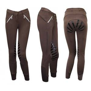 Premium Knitted 95% Cotton 5% Spandex Two Tone Ladies Horse Riding Jodhpur Breeches Equestrian Pant personalizado - Product Image 3