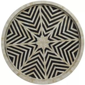 Plateau de service incrusté de nacre à motif géométrique avec poignée en métal pour la maison, l'hôtel, le mariage et la décoration de l'Aïd du Ramadan Style élégant - Product Image 6