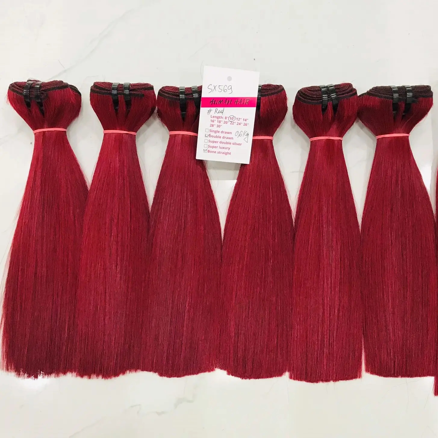 Bone Straight In Red Hair Extensions Made From 100% Remy Cambodian Human Hair Cheap Price