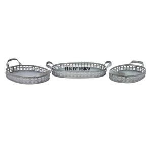 Bandeja para servir de metal galvanizado elegante vintage de excelente calidad, plato y plato en acabado galvanizado - Product Image 2