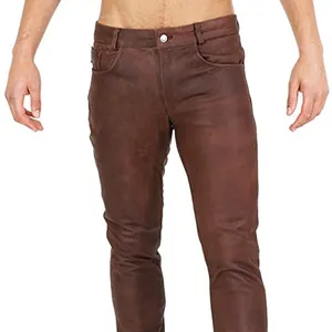 Celana kulit Antik untuk pria, celana jeans Tube kurus Slim Fit pria, harga grosir pakaian Fashion musim gugur musim dingin