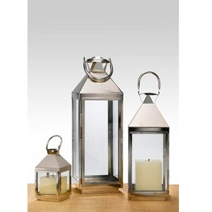 Lanterne faite à la main en acier inoxydable décor intérieur maison fête de mariage Restaurant hôtel église décorations festives INS Style verre - Product Image 1