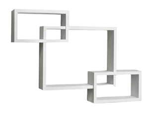 ผนังตกแต่ง Intersecting ลอยชั้นวาง MDF ผนังชั้นจำนวน3ชั้นสีขาว - Product Image 1