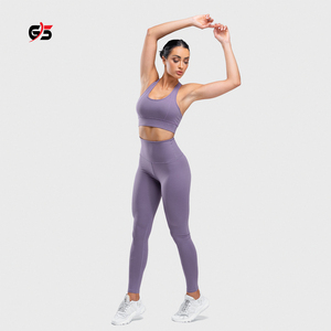 Ensemble de 2 Leggings et soutien-gorge de Yoga pour femmes, en Nylon Spandex, vêtement d'athlétisme de qualité Fine, avec Logo personnalisé - Product Image 1
