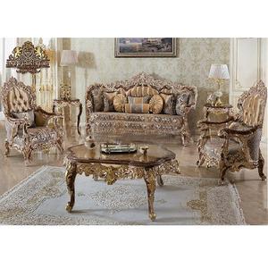 Ensemble de canapés modernes en teck sculpté à la main de style turc classique, 5 places, meubles de salon durables - Product Image 1