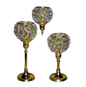 Soporte de pilar de bola de cristal chapado en oro para boda, hogar, Hotel, iglesia, decoraciones festivas, otros portavelas, tarros de velas - Product Image 1