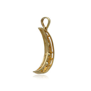 Colgante de plata de primera ley con forma de luna creciente para mujer, collar, plata esterlina 925, diamante amarillo, Estilo Vintage - Product Image 5