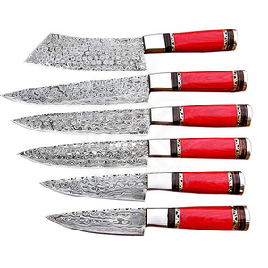 Custom Handmade Damascus Steel Chef <b>Knife</b> <b>Set</b> with Camel Horn Handle <b>Set</b> 5 Pcs and Genuine Leather Sheath Chef <b>Set</b> - Product Image 2