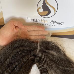 Perruque Lace Closure wig naturelle vierge — cheveux humains, cheveux crépus lisses, non traités, couleur naturelle, 4x4, Lace Closure transparente HD - Product Image 2