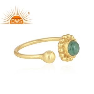Anillo de Plata de Ley 925 de la Mejor Calidad, Chapado en Oro, con Esmeralda Natural, para Mujer, Fabricante de Joyería - Product Image 1