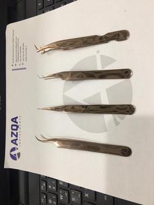 Ensemble de pinces à cils en acier inoxydable, 2 pièces, Extension de cils avec volume, pointe incurvée - Product Image 2