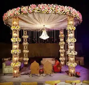 Conjunto de Mandap para Bodas Hindúes, Diseño Moderno, Mandap Tallado en Fibra - Product Image 1