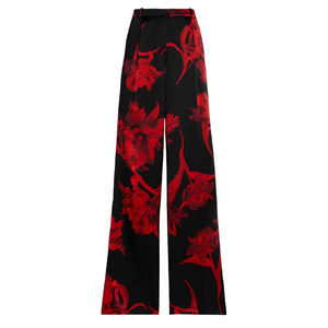 Pantalones de algodón de diseñador de talla grande para mujer, Pantalones estampados personalizados a la moda de primavera, cintura elástica delantera plana, pijama recién llegado - Product Image 1