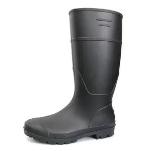 Black Non Safety Oil Chemical Resistant Pvc Boots Anti Slip Light Weight Waterproof Plastic Pvc Work Rain Boots