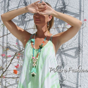 Tie Dye Summer Vacation Plus Sin mangas Maxi vestidos Mini Summer Vacation Long Tie Dye Maxi vestido Escote redondo Sin mangas - Product Image 3