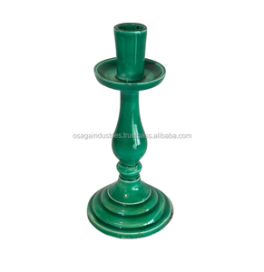 METAL ALUMINIUM <b>GREEN</b> CANSLE HOLDER LUXURY DESIGN <b>CANDLE</b> STAND HOME DECOR TABLE TOP IRON <b>CANDLE</b> <b>PILLAR</b> - Product Image 1