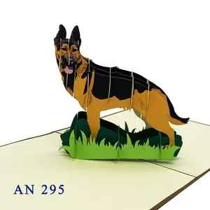 Großhandel handgefertigte Kardinal deutscher Schäferhund 3D Pop-Up-Karte Tiere Grußpapier Vietnam Lasergeschnitten Geschenke & Handwerk