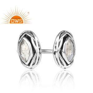 ธรรมชาติรุ้งมูนสโตนและคริสตัลพลอย925แหวนเงินออกซิไดซ์เครื่องประดับผู้ผลิตและผู้ค้าส่ง - Product Image 2