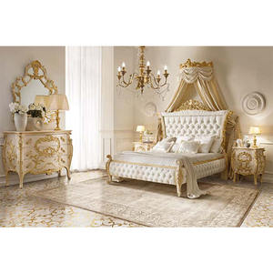 เฟอร์นิเจอร์ห้องนอนสีขาวแกะสลักชุดเฟอร์นิเจอร์ห้องนอนสไตล์คิง - Product Image 1