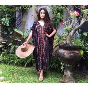 100% caftán largo de algodón para mujer atractivo Tie Dye estampado Floral Sexy Beach Resort Wear para vacaciones de verano Boho Lady Cover up - Product Image 1