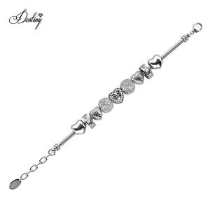 <span class=keywords><strong>Isabella</strong></span> กำไลข้อมือริบบิ้นและหัวใจประดับคริสตัลสวารอฟสกี้สีขาวทองชุบ Daisini ผู้หญิง - Product Image 5