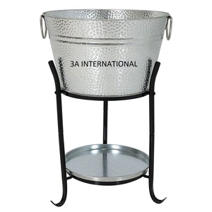 ตะกร้าไวน์ทุบทำความเย็นไวน์และเบียร์พร้อมขาตั้งโลหะสีดำถังเครื่องดื่มเย็นสแตนเลสเครื่องดื่มวินเทจ - Product Image 1