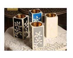 Bougeoir de couleur bleue incrusté d'os de meilleure qualité bougeoirs incrustés d'os de mariage de chambre à coucher au design moderne - Product Image 6