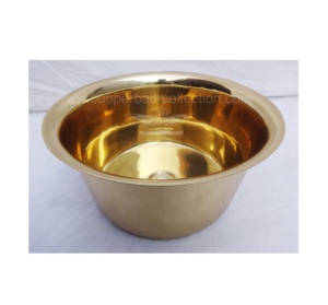 Hot Selling Round Shape Plain <strong>Brass</strong> <strong>Polished</strong> <strong>Brass</strong> <strong>Bathroom</strong> <strong>Sink</strong> for Modern Designer <strong>Bathroom</strong>