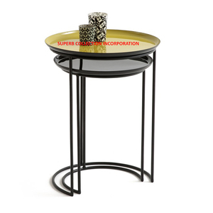 Ensemble de 2 supports de Table latéraux en émail multicolore, 2 cadres noirs - Product Image 1