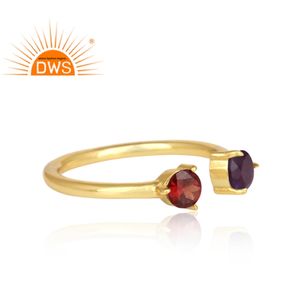 พลอยอเมทิสต์โกเมนน่ารักผู้ค้าส่งเครื่องประดับแหวนเงินชุบทองสีเหลืองที่วางซ้อนกันได้ผู้จัดจำหน่ายเครื่องประดับ - Product Image 3