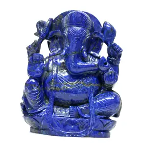 Lapis Lazuli Ganesha หินคริสตัลบำบัด,รูปปั้นแกะสลักสำหรับตกแต่งบ้านขนาดเล็ก