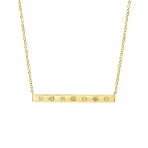 Collar minimalista de barra de diamantes de estrellas de oro, joyería de plata 925