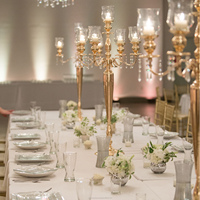 Candélabres en aluminium doré faits à la main, tailles personnalisées, pour centre de table de mariage, marque Alam, vente directe d'usine