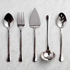 Juego de servir para ensalada de sopa, cubiertos pulidos con espejo plateado de acero inoxidable, mango real, juego de utensilios para servir alimentos aislados - Product Image 2