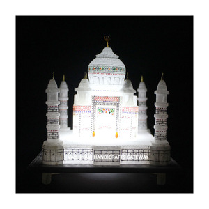 2022 Dernière statue en marbre Taj Mahal sculptée à la main Style d'amour gravé Décor à la maison avec travail peint Dernière production Artisanat en pierre - Product Image 2