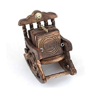 Sous-verres artisanaux en bois durables de style floral élégant Accessoires de table basse Signes muraux Boîtes en bois pour amateurs de thé - Product Image 1