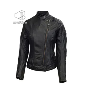 Chaqueta acolchada de cuero a la moda para mujer