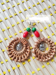 Boucles d'oreilles Vintage en rotin pour femmes, boucles d'oreilles à la mode, pour vacances, en osier, à la mode, - Product Image 3