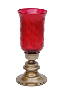 Metal <b>Candle</b> <b>Holder</b>, <b>Glass</b> Silver Hurricane - Product Image 3