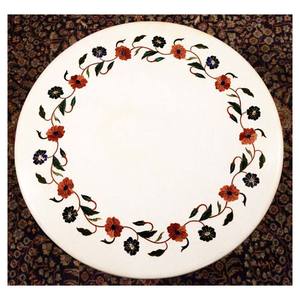 Tableros Redondos para Mesa con Incrustaciones de Mármol Blanco Atractivo - Product Image 1