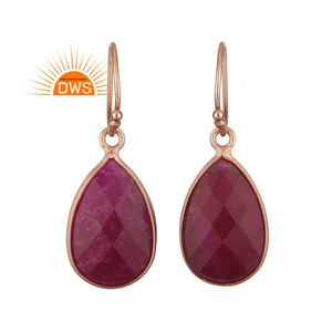 Conception à la main 925 argent Sterling teint rubis pierre précieuse larme boucle d'oreille bijoux pour femmes cadeau pour elle - Product Image 1