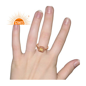 925เงินสเตอร์ลิงกุหลาบชุบทองคำสั่งผู้หญิงแหวนเครื่องประดับผู้ผลิตสแควร์ตัดซิทรินแหวนพลอยเครื่องประดับขายส่ง - Product Image 5