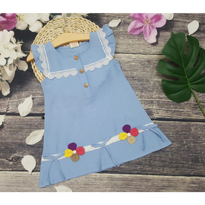 Vestido de verano para niñas, Top con falda, vestido de niña estampado para exportación a granel - Product Image 3