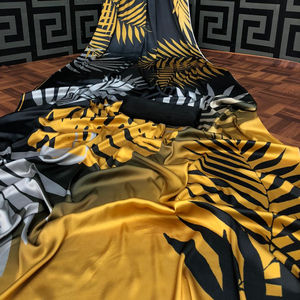 À la mode décontracté soie numérique imprimé indien femme porter Saree avec chemisier et très belle combinaison de couleurs ApparelGarment - Product Image 1