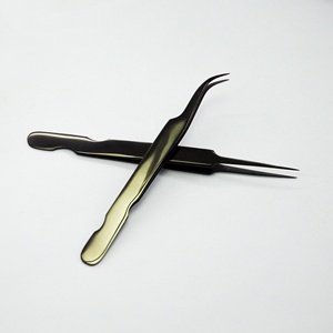 Juego de pinzas de precisión profesionales de 3 uds, pinzas de acero inoxidable antiestáticas mejoradas, venta al por mayor, pinzas de pestañas de Plasma negras - Product Image 2