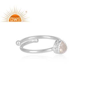 Natural Triangle Shaped Rainbow Gemstone Ring Jewelry Supplier Adjustable Design <b>Solid</b> Sterling <b>Silver</b> Ring Jewelry - Product Image 3