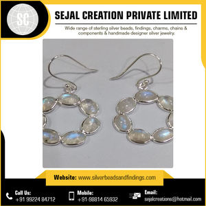 925 <b>Sterling</b> <b>Silver</b> Fine <b>Hoop</b> <b>Earrings</b> with Gemstone New Design for Gifts or Parties - Product Image 5