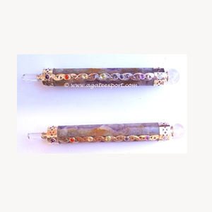 Piedra semipreciosa Artesanía Amatista Plata 925 Varitas de siete chakras - Product Image 1